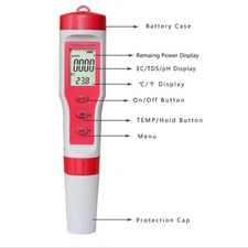 PH/TDS/EC/TEMP Meter 4 in 1 LCD Digital Water Quality Monitor Tester Purity Pen