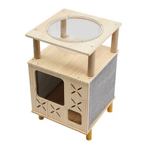 Indoor Cat Cave Bed Playhouse, Modern Cat Tower, Cat Tree for Indoor Cats