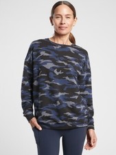 Athleta Balance Pullover Athleisure Sweatshirt Camo Lux Blue Black Size Med