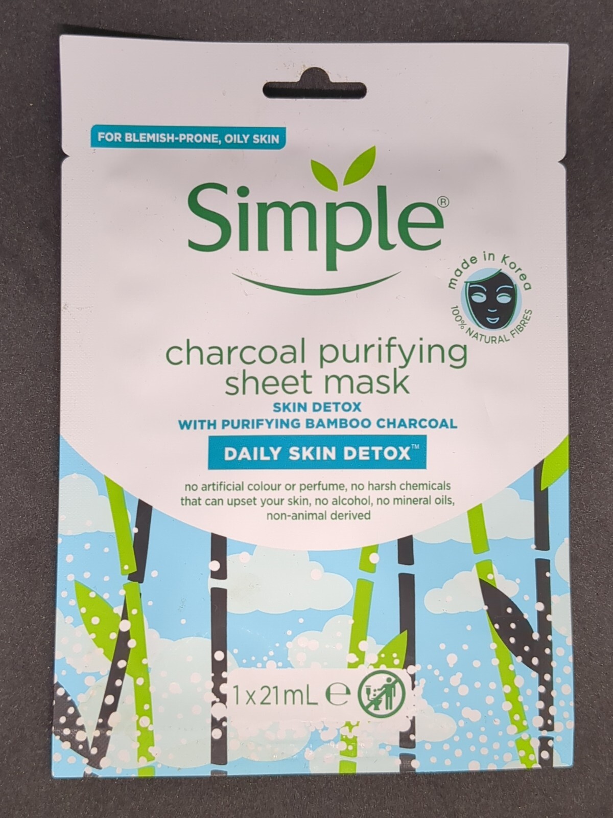 SIMPLE Purifying Bamboo Charcoal Face Mask Daily Skin Detox FOR OILY SKIN
