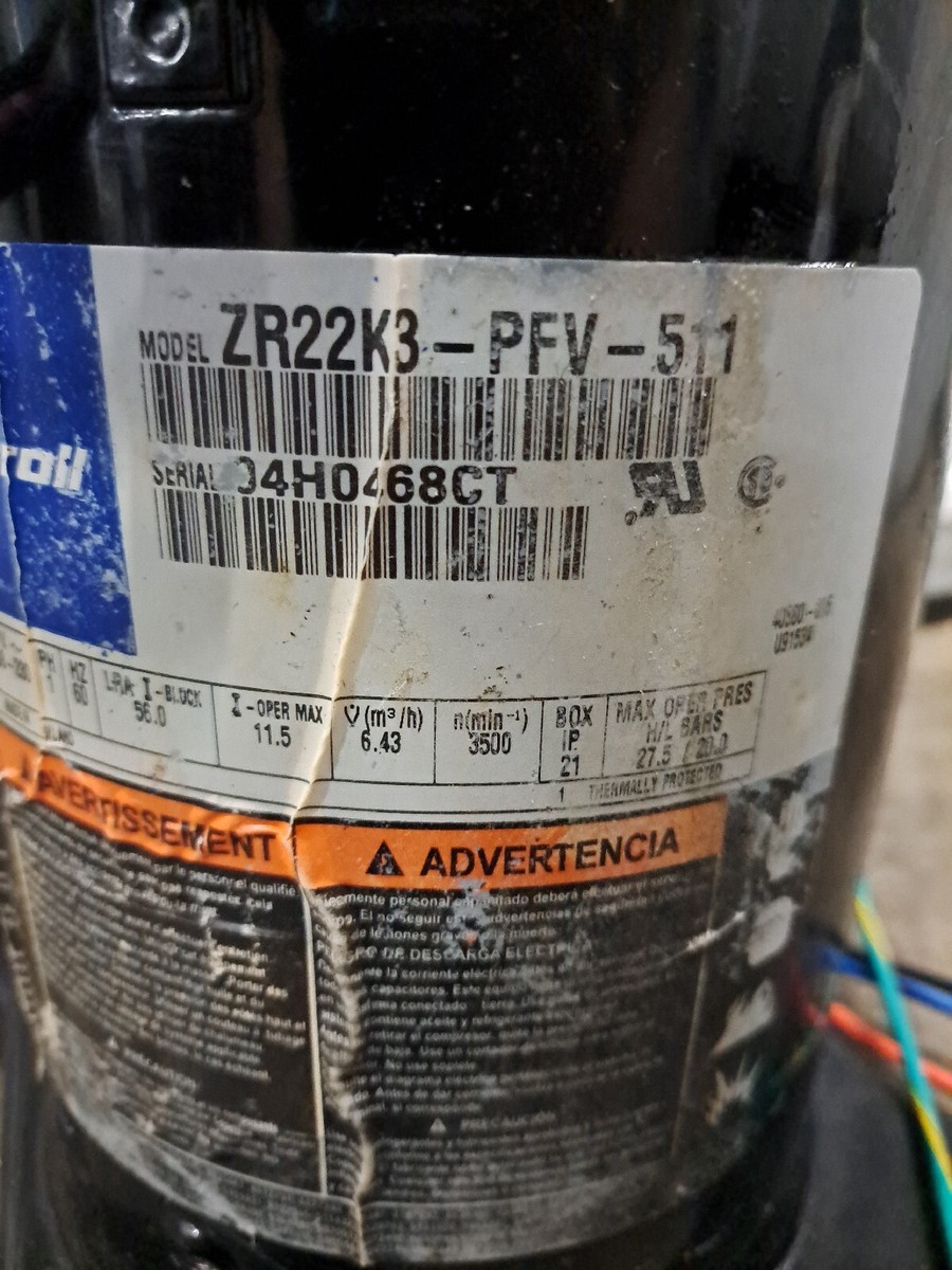 ZR22K3-PFV-511 Copeland 2 Ton Scroll Compressor 208/230