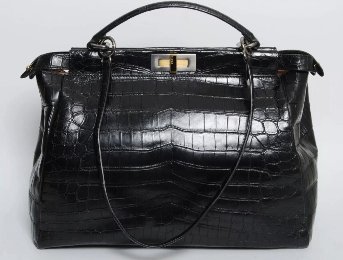 Fendi Peekaboo Authentic Crocodile Satchel Handbag, Size Fendi Peekaboo Authentic Crocodile Satchel Handbag, Size
