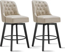 Counter Height Swivel Barstools with Back,26" H Seat Height Upholstered Bar Stoo