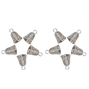 10pcs Antique Silver Tibet Retro Jingle Bell Charm Pendant DIY Finding Craft