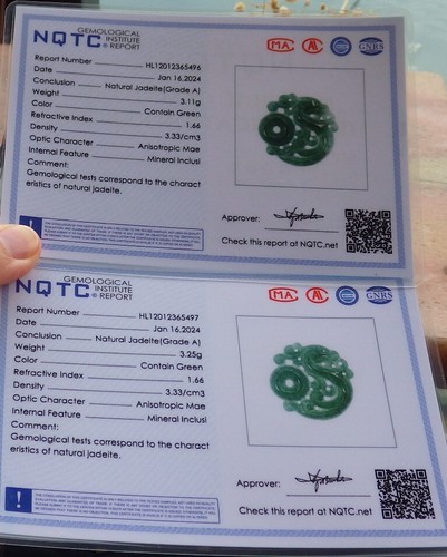 2 pz Ciondolo Ciondolo Cerchio Drago Cerchio Verde Birmania Giada Naturale Naturale Certificato 659006 TN - Foto 10 di 11