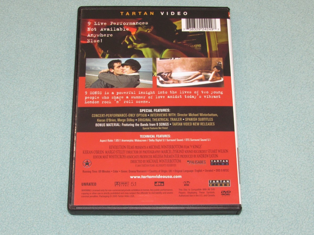 9 SONGS (Full Uncut Version) (DVD, 2004) ***Rare, OOP!*** Tartan