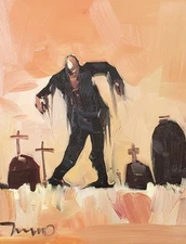 Jose Trujillo Art PRINT 16x20 Collectible Artist Painting Zombie Orange Cemetery