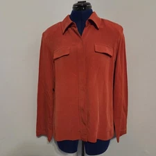 Travis Ayers Vintage Red Silk Button Down Shirt Size 10