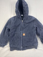 Carhartt Youth Jacket Hooded Coat Lined Outdoors Dark Blue Medium 10/12