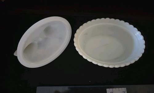 Porta caramelle vintage bianco vetro latte gallina su nido cesto medio 5" - Foto 4 di 5