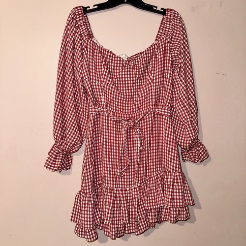 Mini Vestido Maeve Anthropologie Rojo Desnudo Volantes Hombro Descubierto Talla 16 - Imagen 3 de 10