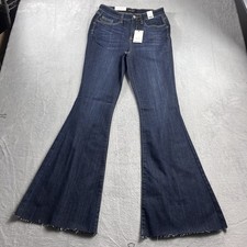 Judy Blue Flare Raw Hem Dark Wash High Waist Womens Blue Jeans 7/28 NWT