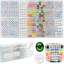 1400 Pcs Letter Beads Kit, 28 Styles White Acrylic Alphabet Beads Letter Beads f