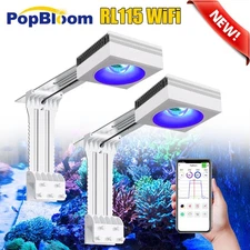 PopBloom 2PCS RL115 WiFi Saltwater Aquarium Reef LED Light Full Spectrum SPS LPS