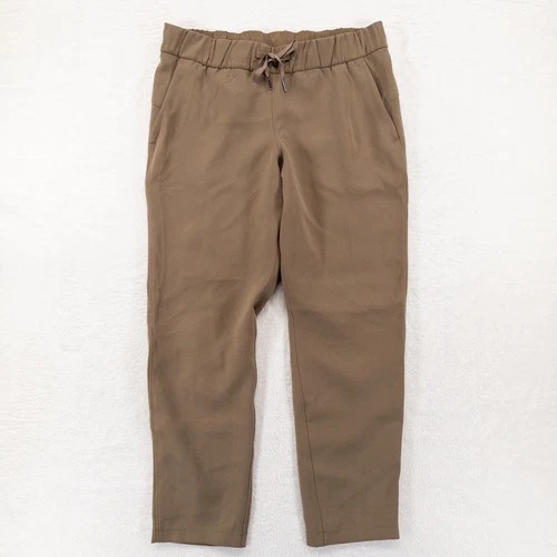 Lululemon On The Fly 7/8 Pants Womens 8 Brown Jogger Travel Stretch Drawstring