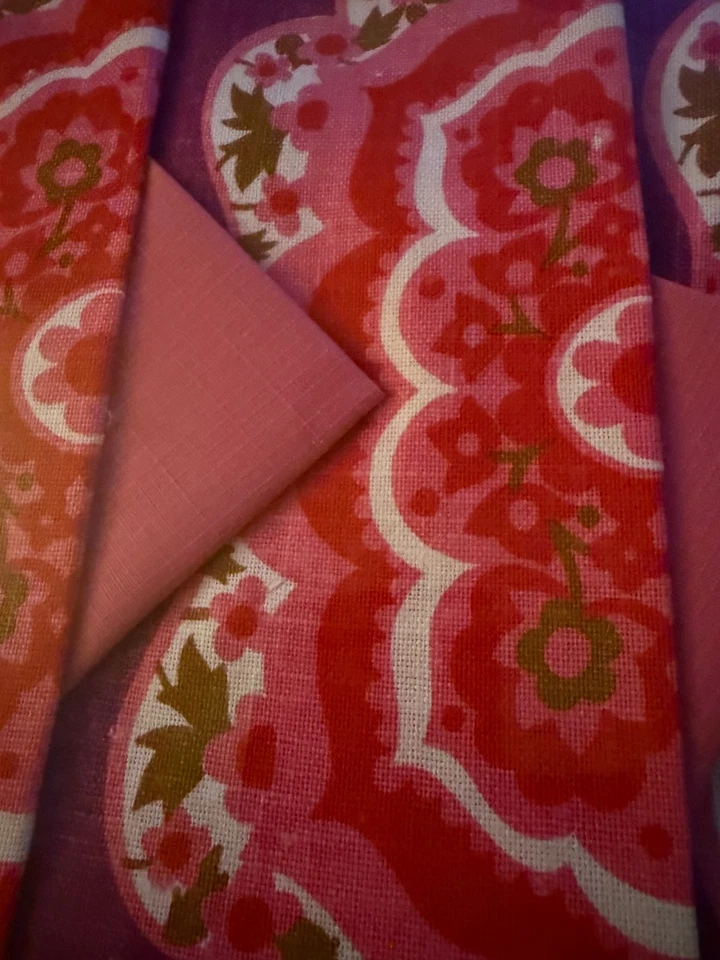 Vintage Doultonian Rosa & Lila Tischset Leinen Tischsets & Servietten x 4 Neu