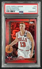 KEVIN HUERTER PSA 9 2025-26 TOPPS CHROME BASKETBALL #43 RED REFRACTOR 5/5 BULLS