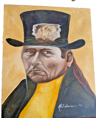 Oil Painting  18 x 24  Robert Robideau 2007 ''Guilty  Conscience (#2)'' native art