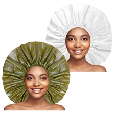 Extra Large Shower Cap 2 PCS Waterproof Shower Caps for Women, Super Jumbo Showe