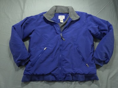 LL Bean Jacket Mens Large Tall Blue Fleece Lined Coat Warm Up Nylon