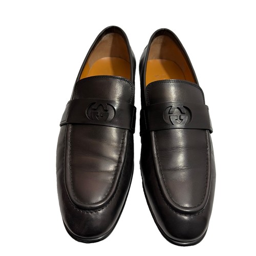 GUCCI LOAFER GG BLACK  JORDAAN HORSEBIT PATENT LEATHER MONOGRAM Sz 10