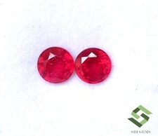 6 mm Natural Ruby Round Cut Pair 2.23 CTS Mozambique Loose Gemstones GF