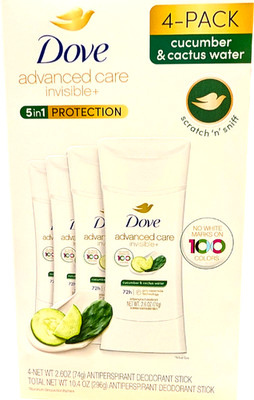 Dove Advanced Care Invisible+ Deodorant, 2.6 oz, 4-pack EXP 08-2027 NIB