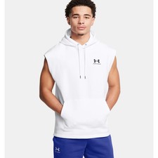 NWT Under Armour UA Icon Fleece Men's Sleeveless Hoodie in White size Small