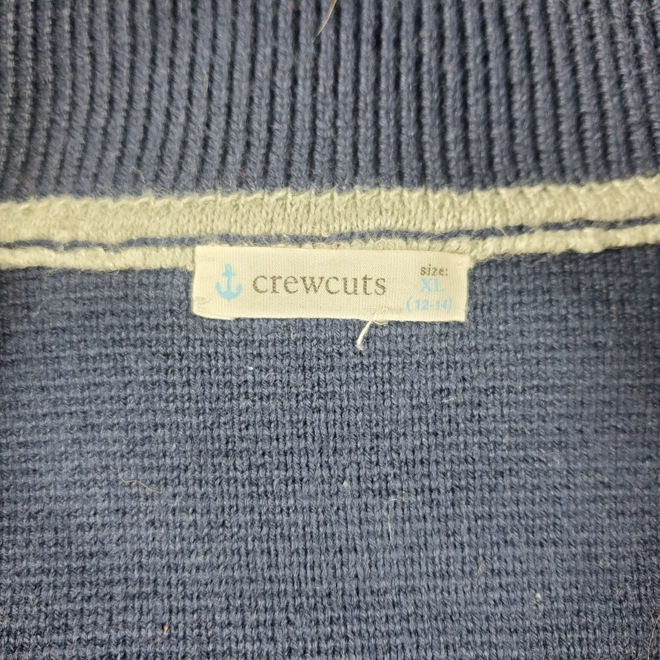 Cárdigan Crewcuts Niños Talla XL 12-14 Botón Chal Suéter Azul Marino Tejido Chaqueta  Foto 3 de 4