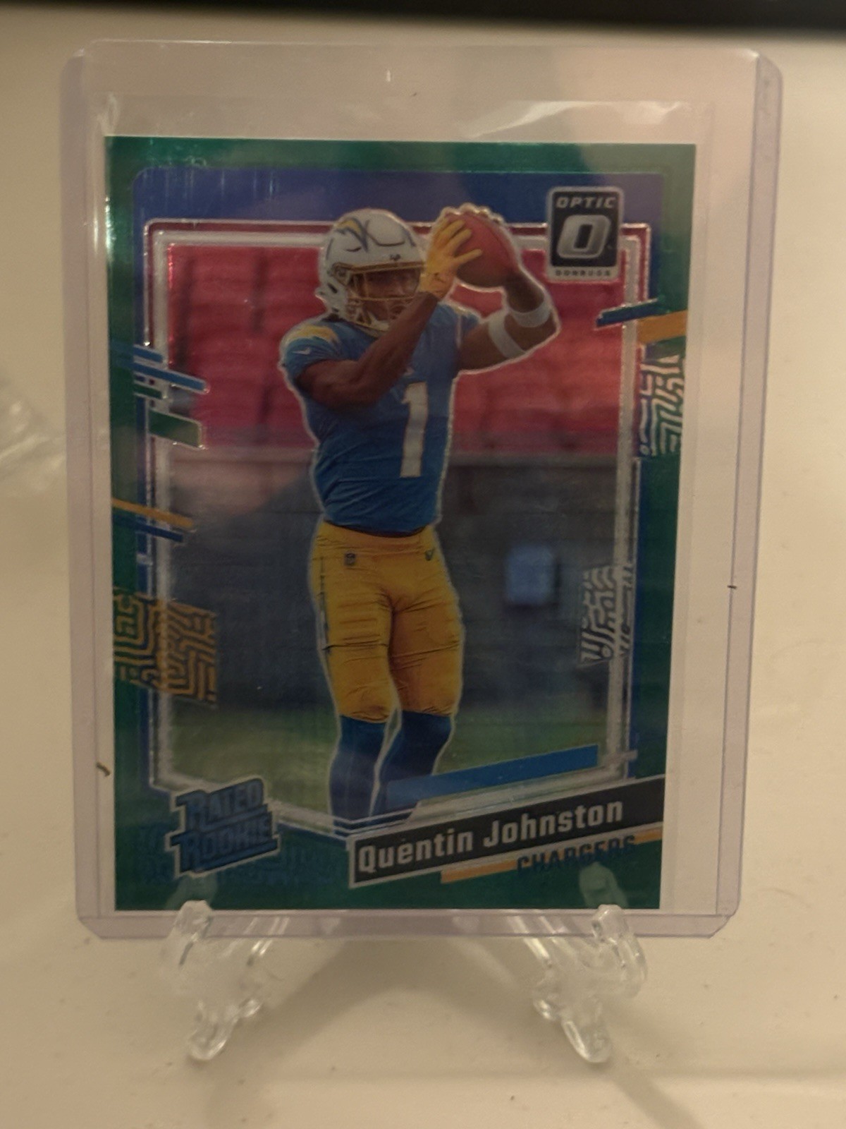 2023 Donruss Optic #265 Quentin Johnston Green Hyper