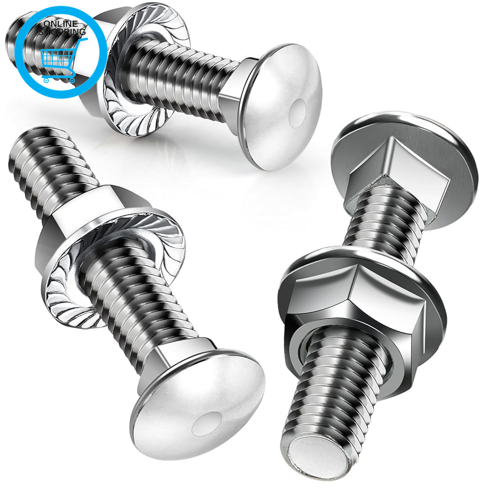 M6 Coach Bolts 25 Pcs Carriage Bolts M6X40Mm Coach Bolt with Flange Hexagon Nuts
