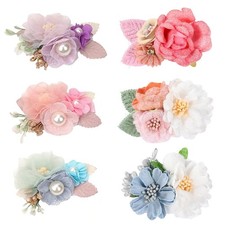 6PCS Flower Clips Set, Floral Hair Bow, Hair Accessories, Little Girls, Toddlers