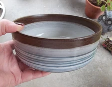 Dash of That Tracy Pattern Stoneware Bowl Blue White Brown Swirl 7" x 3"