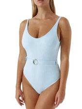 Melissa Odabash Women's White Rio Belted One-Piece Swimsuit Size 12 