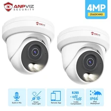 Anpviz 2PCS 4MP PoE Security Camera Outdoor AI Human Detection Color Night IP66