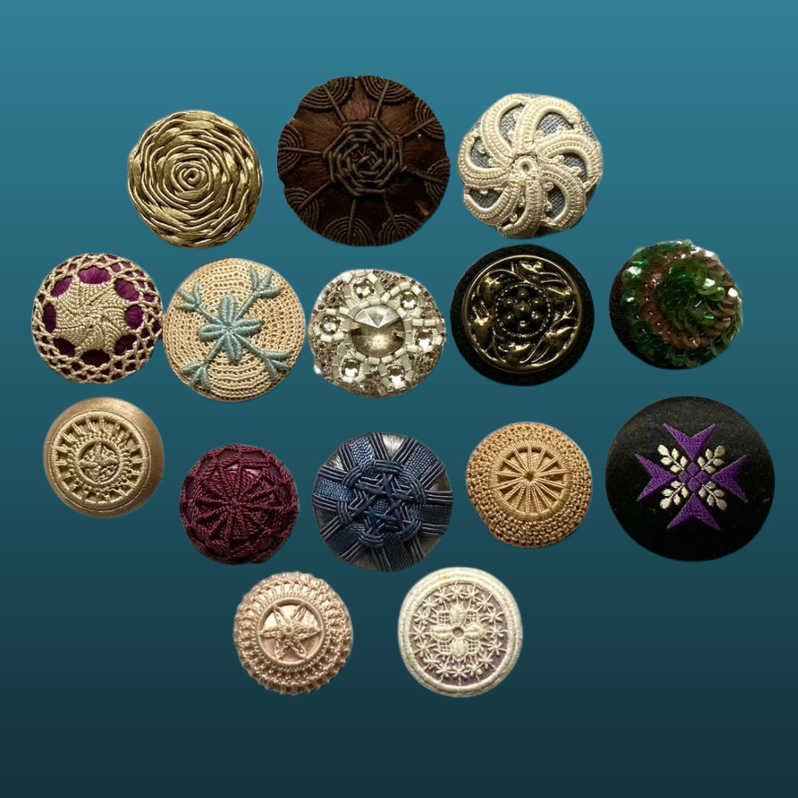 Pretty Collection of Medium and Large Antique and Vintage Fabric Buttons