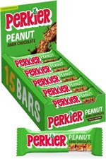 Perkier Peanut Dark Chocolate Bars (15 Bars), Vegan, Gluten Free, Protein, High