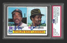1979 Topps Ron LeFlore Omar Moreno Stolen Base Leaders #4 Signed Auto PSA 5 10