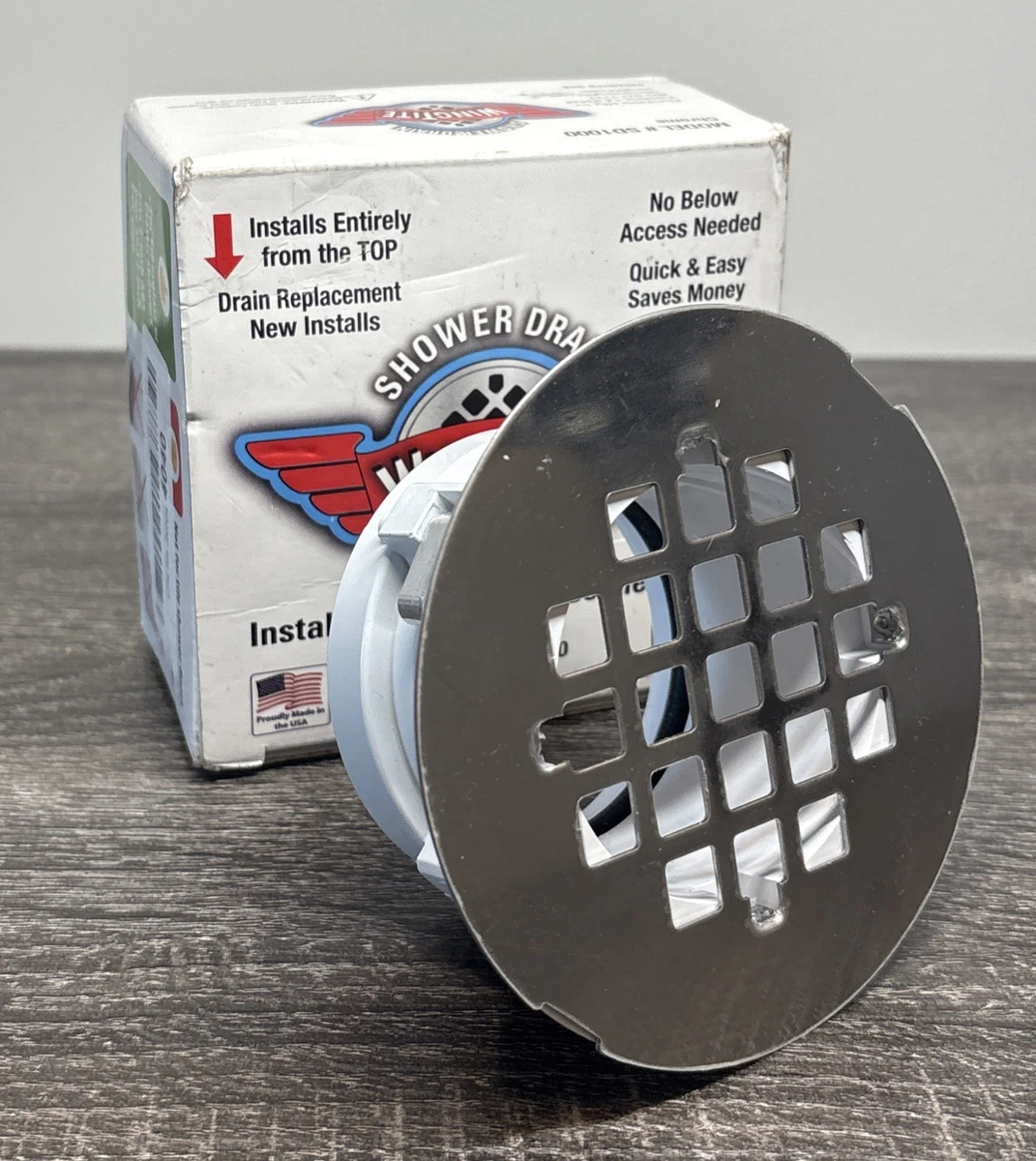 Shower Drain Replacement, Chrome WingTite Model SD1000 photo 2