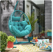 Peacock Hanging Egg Chair Rattan Garden Swing Seat Cushion Steel Frame