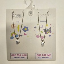 NEW Capelli New York Best Friends BFF Heart Charm Necklaces Set Teen Kids Silver