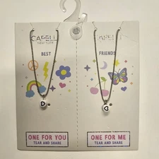 NEW Capelli New York Best Friends BFF Heart Charm Necklaces Set Teen Kids Silver