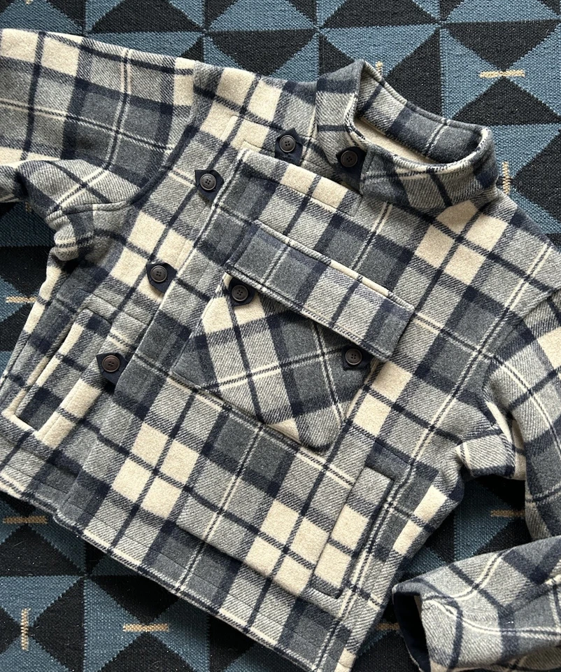 Girls of Dust 40s rider oversized jacket poncho grey wool check xxs - Image 2 of 4