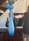 Huge 26" Vintage MCM Light Blue Holmegaard-style Cased Glass Ball Vase Bottle — photo 2