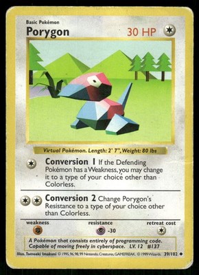 Porygon Unlimited Uncommon Base Set (Shadowless) 039/102 HP
