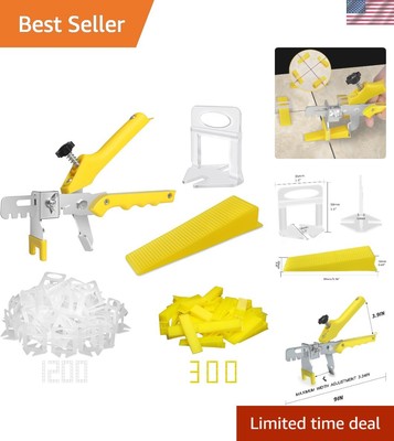 Complete Tile Installation Tools Set: 1200 Clips, 300 Reusable Wedges & Plier