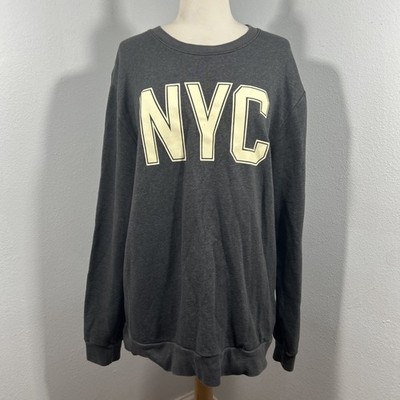 Old Navy Sweatshirt Mens Large Gray NYC Crew Pullover Y2K Preppy