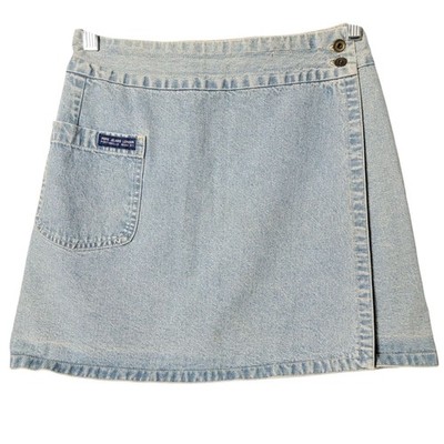 VTG Pepe Jeans London Y2K 90s Light Wash City Girl Denim Wrap Mini Skirt 29