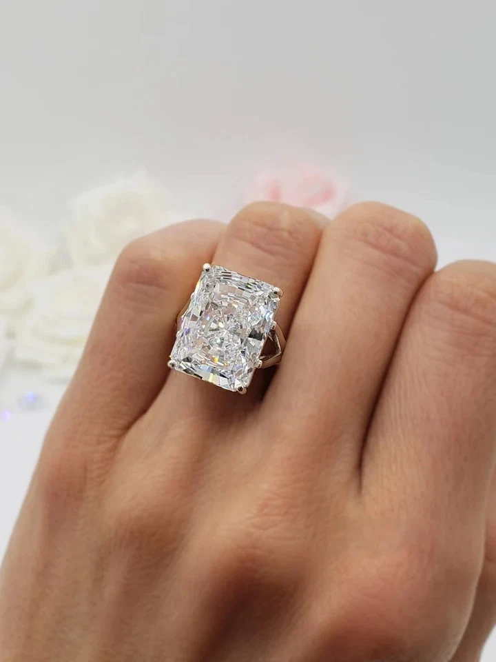 9.5Ct Radiant Cut Lab-Created Diamond Engagement Wedding Ring 14K White Gold FN - Image 2 of 4