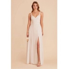 Birdy Grey Deborah V-Neck Pleated Chiffon A-Line Slit Maxi Dress Bridesmaid XL